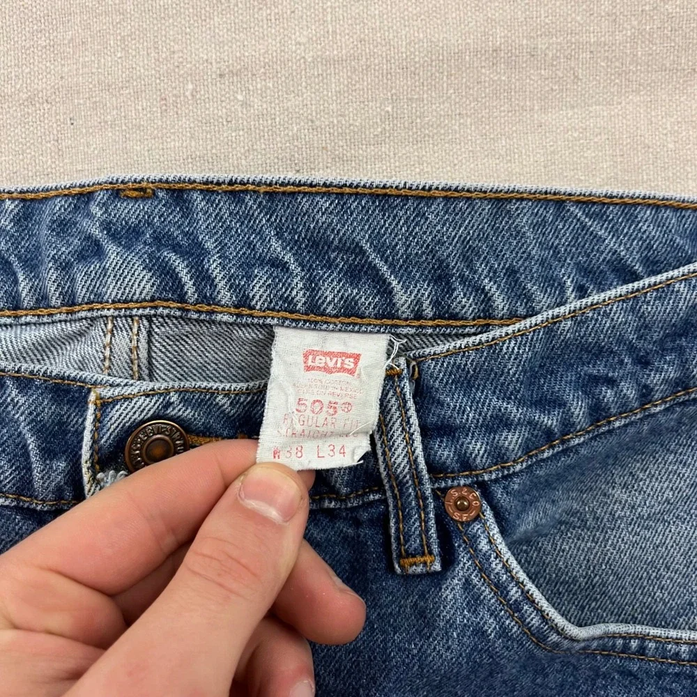 VTG Levis 505 Mens Orange Tab Regular Fit Straight Leg Jeans Medium Wash 37x32.5
